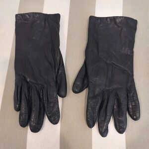 Aris Leather Gloves Cashmere Lined Vintage Black